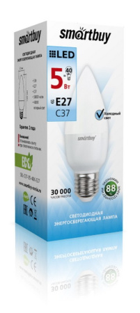 Светодиодная (LED) Лампа Smartbuy-C37-05W/4000/E27 (SBL-C37-05-40K-E27) в Лиде - изображение Изображение: светодиодная (led) лампа smartbuy-c37-05w/4000/e27 (sbl-c37-05-40k-e27) в Лиде