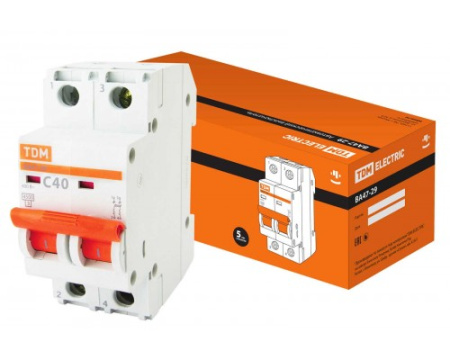 Выключатель авт. ВА47-29 2Р, 40А; 4,5кА т.м. TDM в Лиде - изображение Изображение: выключатель авт. ва47-29 2р, 40а; 4,5ка т.м. tdm в Лиде