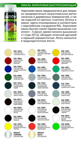 Эмаль-аэрозоль акриловая "DETON UNIVERSAL" быстросохнущая, RAL 5002 ультрамариново-синий, 520 мл в Лиде - изображение Изображение: эмаль-аэрозоль акриловая "deton universal" быстросохнущая, ral 5002 ультрамариново-синий, 520 мл в Лиде