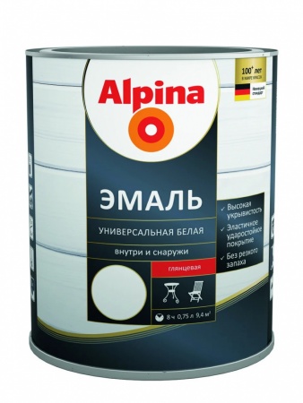 Эмаль алкидн. Alpina Эмаль универсальная белая шелковисто-матовая 0,75л (0,89г)  в Лиде - изображение Изображение: эмаль алкидн. alpina эмаль универсальная белая шелковисто-матовая 0,75л (0,89г)  в Лиде
