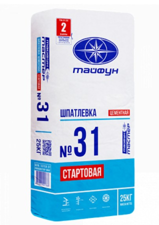 Изображение: шпатлевка тайфун-мастер № 31 цементная (25кг) в Лиде