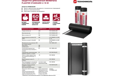 Изображение: мембрана профилированная planter standart 2х20м ( 1рул 40м2) в Лиде