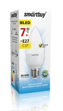 Лампа светодиодная (LED) Smartbuy-C37-07W/3000/E27  в Лиде - изображение Изображение: лампа светодиодная (led) smartbuy-c37-07w/3000/e27  в Лиде