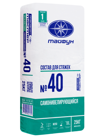 Изображение: состав тайфун-мастер № 40 самонивелирующийся цементная для черновых наливных полов  (25кг) в Лиде