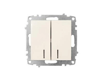 Выключатель Zena Vega 2-кл с подсветкой, кремовый т.м.EL-BI в Лиде - картинка Картинка: выключатель zena vega 2-кл с подсветкой, кремовый т.м.el-bi в Лиде