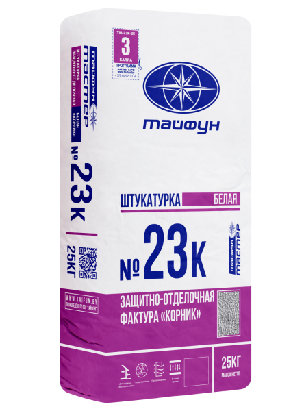 Изображение: штукатурка тайфун-мастер № 23к-3 цементная белая корник 2,5мм (25кг) в #REGION_NAME_DECLINE_PP#