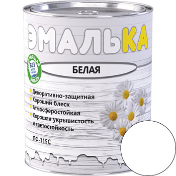 Эмаль ПФ-115 С ЭМАЛЬКА для отделочных наружных и внутренних работ белая 2,0л (1,9кг)  в Лиде - картинка Картинка: эмаль пф-115 с эмалька для отделочных наружных и внутренних работ белая 2,0л (1,9кг)  в Лиде