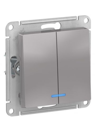 Выключатель AtlasDesign 2-кл. с подсв. (алюминий)  т.м.Schneider Electric в Лиде - изображение Изображение: выключатель atlasdesign 2-кл. с подсв. (алюминий)  т.м.schneider electric в Лиде