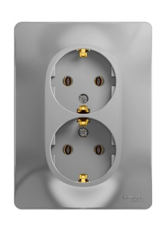 Розетка Glossa GSL000324 2-мест. с/з б/ш с/рамк, алюм. т.м.Schneider Electric в Лиде - изображение Изображение: розетка glossa gsl000324 2-мест. с/з б/ш с/рамк, алюм. т.м.schneider electric в Лиде