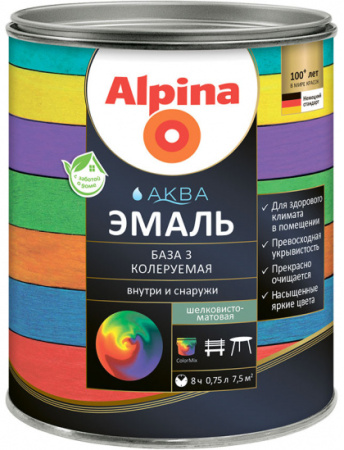 Эмаль акриловая водно-дисперсионная Alpina Аква База 3 шелковисто-матовая (0,85 л/0,91 кг) в Лиде - изображение Изображение: эмаль акриловая водно-дисперсионная alpina аква база 3 шелковисто-матовая (0,85 л/0,91 кг) в Лиде