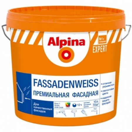 Изображение: краска вд-ак alpina expert fassadenweiss база3 (прозрачная) 9,4 л / 13,4 кг в Лиде