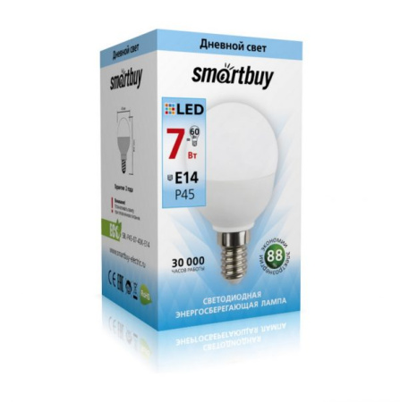 Изображение: светодиодная (led) лампа smartbuy-p45-07w/4000/e14 в Лиде