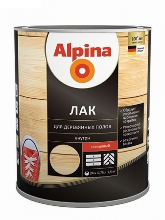 Лак АУ Alpina Лак для деревянных полов глянцевый, бесцветный 0,75 л / 0,67 кг в Лиде - изображение Изображение: лак ау alpina лак для деревянных полов глянцевый, бесцветный 0,75 л / 0,67 кг в Лиде