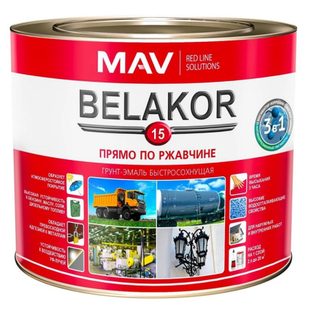 Грунт-эмаль BELAKOR 15 прямо по ржавчине 3 в 1 быстросохнущая (серый) 2,4л  в Лиде - изображение Изображение: грунт-эмаль belakor 15 прямо по ржавчине 3 в 1 быстросохнущая (серый) 2,4л  в Лиде