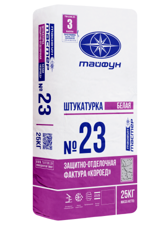 Изображение: штукатурка тайфун-мастер № 23,3 белая цементная с фактурой короед 3мм (25кг) в Лиде