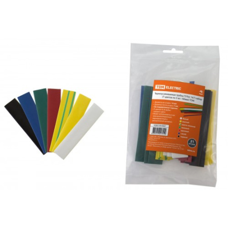 Трубка термоусуживаемая ТУТ нг. d=14/7  НАБОР (7 цветов по 3шт. 100мм) TDM в Лиде - изображение Изображение: трубка термоусуживаемая тут нг. d=14/7  набор (7 цветов по 3шт. 100мм) tdm в Лиде